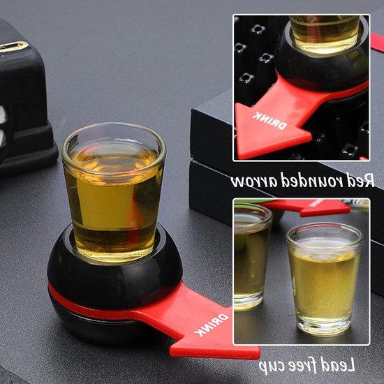 Spin The Shot Drinkspel met Shotglas en Flessen Spinner voor een Leuk Feest, Drankspel voor Volwassenen, Verjaardag en Borrel — afbeelding 4