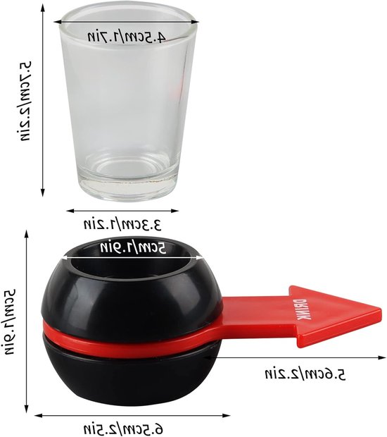 Spin The Shot Drinkspel met Shotglas en Flessen Spinner voor een Leuk Feest, Drankspel voor Volwassenen, Verjaardag en Borrel — afbeelding 5