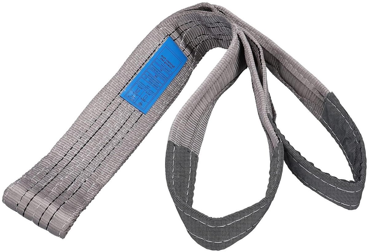 Hijsband - Hefband Lastenband - Zwaar Werk - 4 Ton Draagvermogen - 2 meter - Grijs