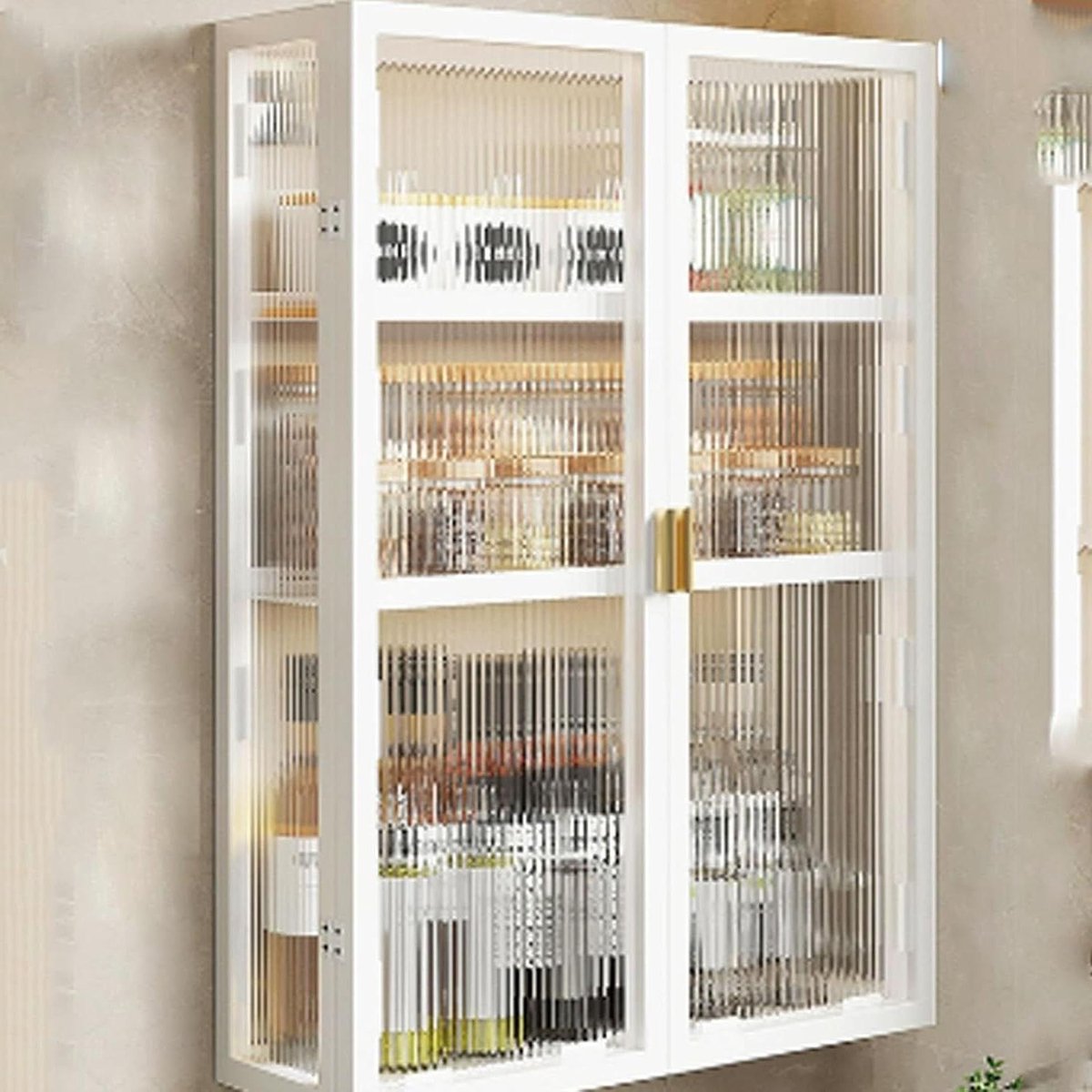 Keuken Opbergkast - Wandrek Organizer - Ruimte Besparen - Stofdichte Deuren - 14 cm Breed - Wit