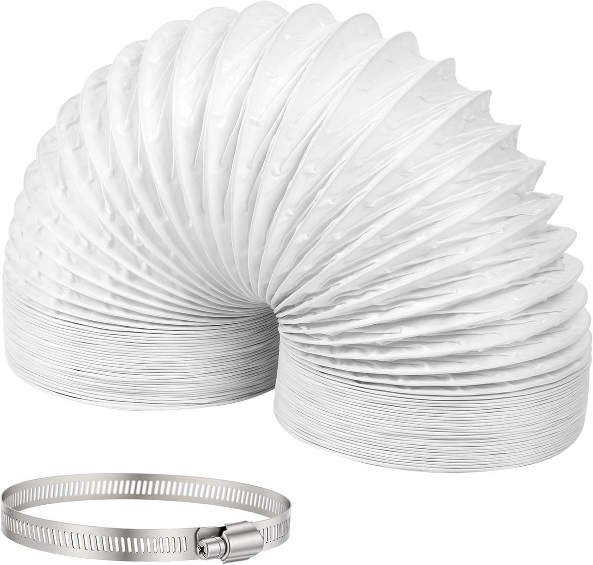 Afvoerslang - Ventilatieslang PVC - Luchtgeleiding - Intrekbaar ontwerp - 150 mm x 3 m - Wit
