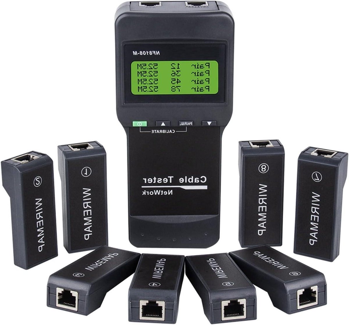 Netwerkkabeltester - Kabellengte Tester - Netwerk Installatie - Test Open Kort Omgekeerd - 8 Remote Units - One Color