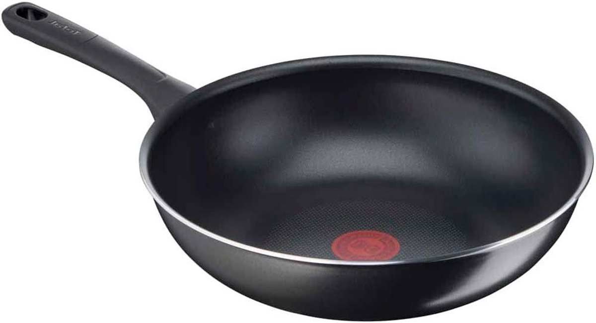 Wokpan - Roerbakpan - Grote maaltijden koken - Titanium antiaanbaklaag - 28 cm - Zwart