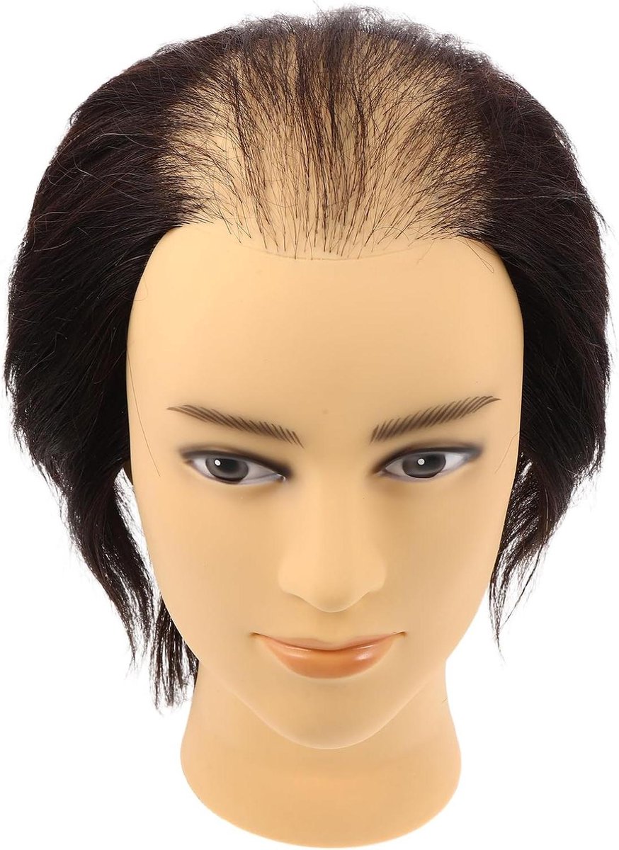 Kappers Oefenhoofd Man - Trainingshoofd Haar - Kappersvaardigheden Oefenen - Realistische Haarvezels - 28 cm Lengte - Zwart