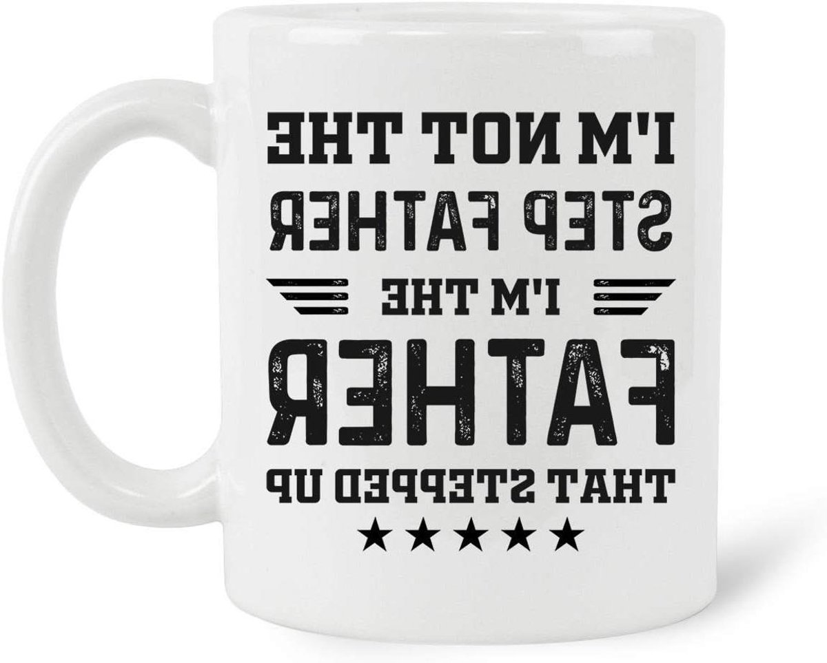 Koffiemok Vader - Cadeau mok - Ochtendkoffie Drinken - Dubbelzijdig Ontwerp - 11 Ounce - Wit