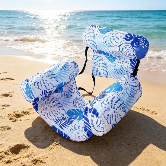 Drijfstoel Zwembad - Lucht Lounger - Ontspannen op Water - Stabiel Drijfvermogen - 76x405x61cm - Blauw — afbeelding 4
