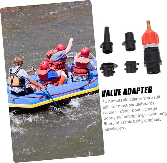 Luchtadapter Set - Pomp Opzetstuk - Watersport Accessoires - Hoge Sterkte Duurzaam - 5 Stuks - Oranje — afbeelding 3