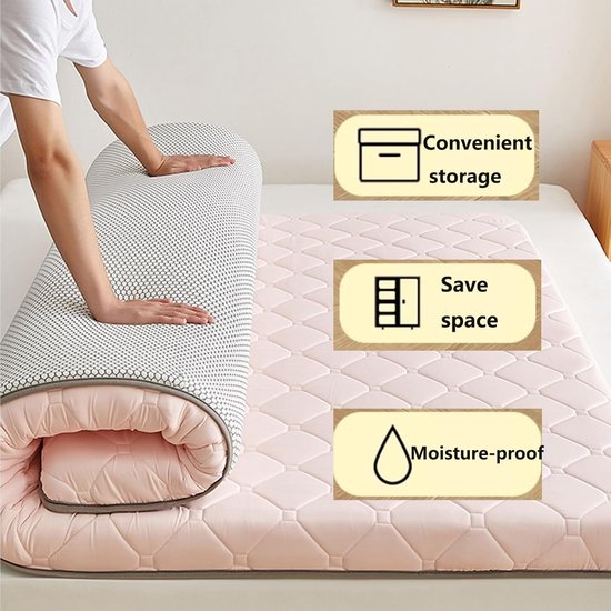 Vloermatras - Opvouwbare mat - Comfortabel slapen - Ademend ontwerp - 200x120x6cm - Grijs — afbeelding 3
