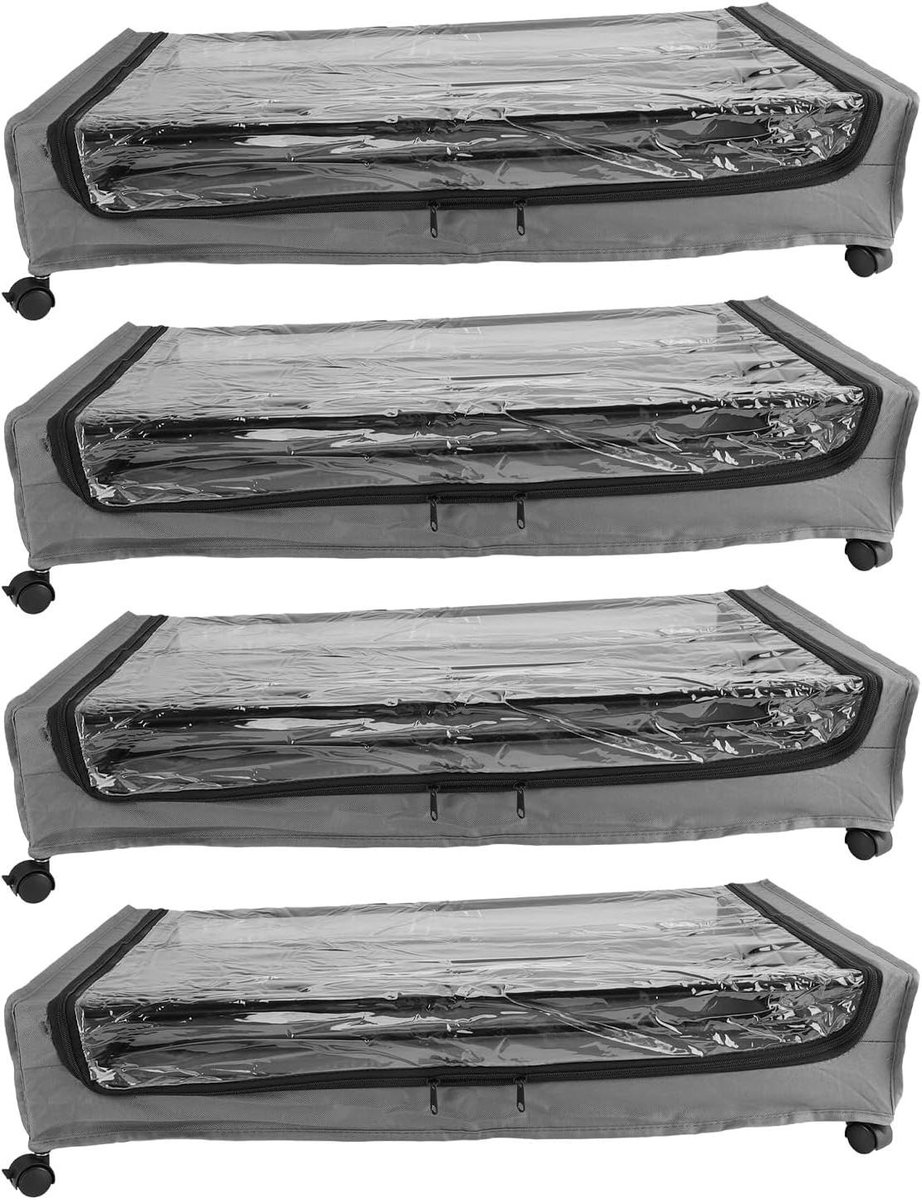 Opbergbak Onder Bed - Lade Organizer - Ruimte Besparen - Met Wielen - 80x43x16 cm - Grijs