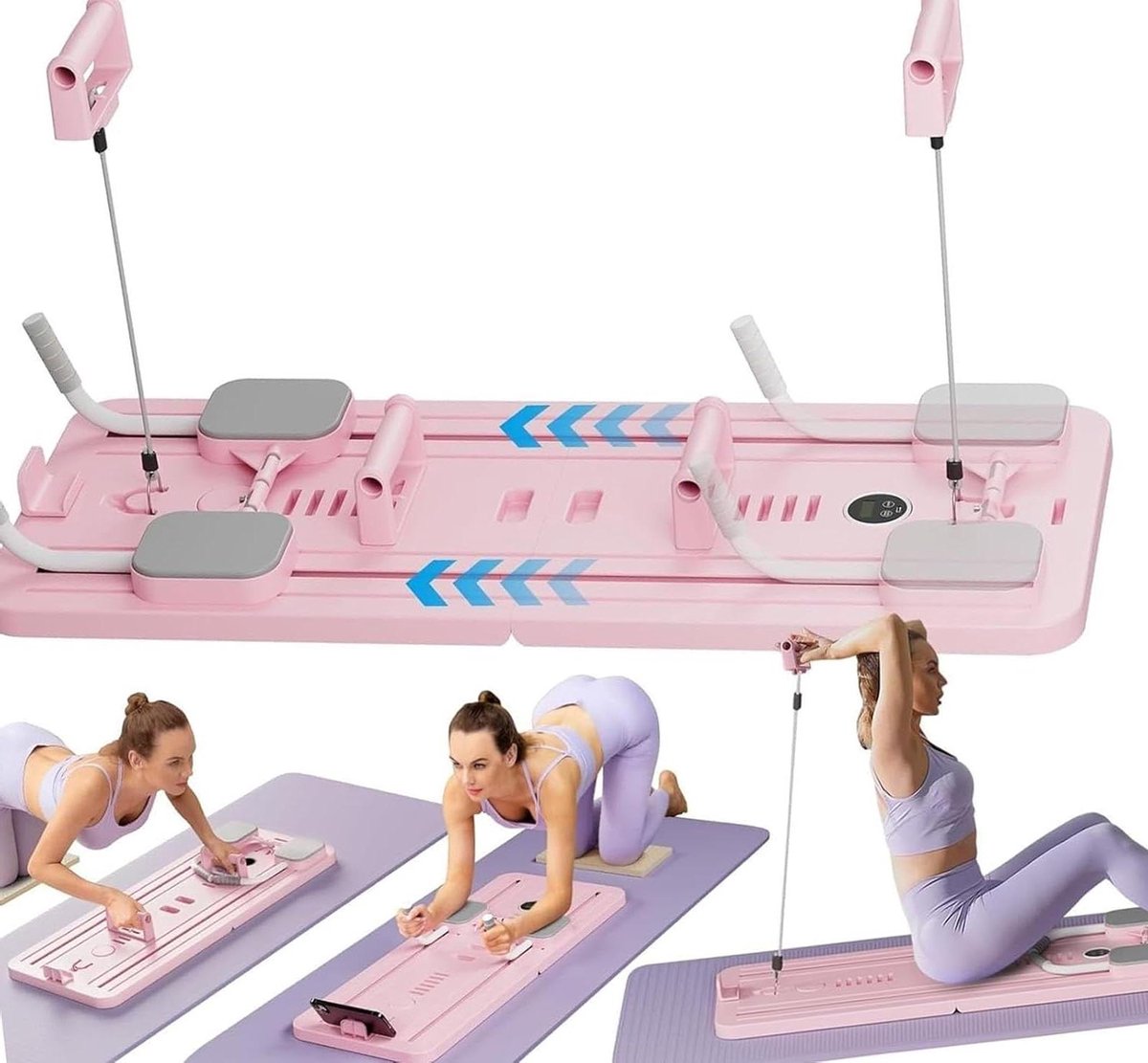 Pilates Reformer Board - Fitness Board - Thuistrainingen - Opvouwbaar Ontwerp - 106 x 41 x 7 cm - Roze