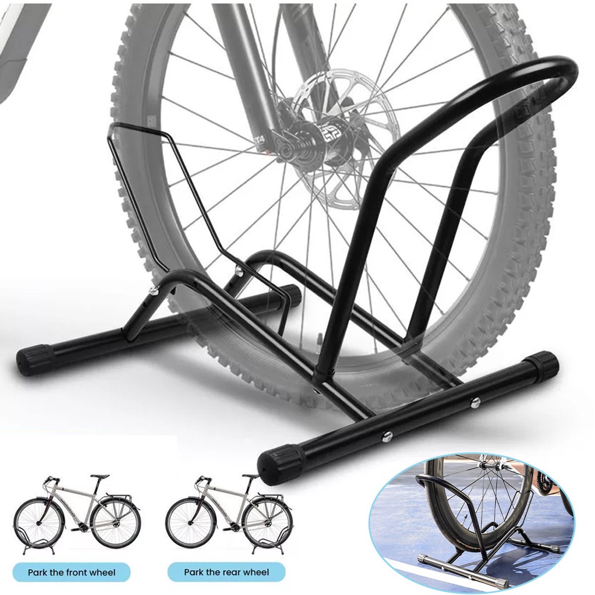 Fietsenstandaard vloer verstelbaar 16–29 inch – Vrijstaande fiets standaard zonder boren – Stabiele MTB & racefiets houder – Ruimtebesparende fietshouder voor garage, schuur & thuis – Anti-slip