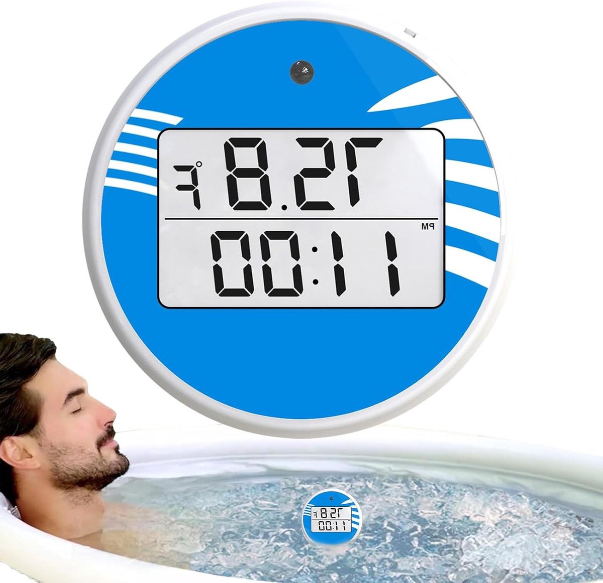 Koudduik Thermometer - Badthermometer Water - Temperatuur Meten - Drijvend Ontwerp Timer - 19cm Lengte - Blauw