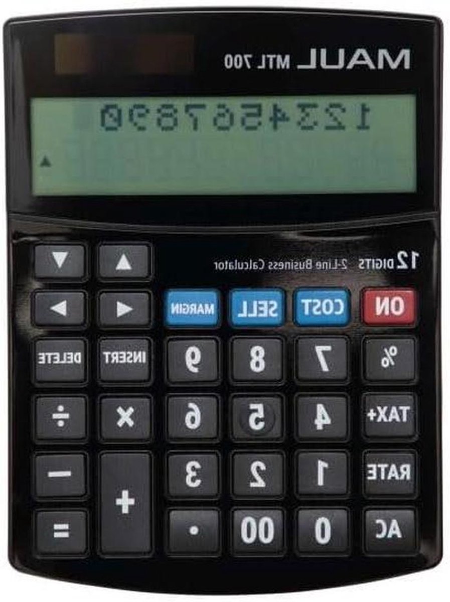 Commerciële rekenmachine - Zakelijke calculator - Financiële berekeningen - Dubbel display - 12 cijfers - Zwart