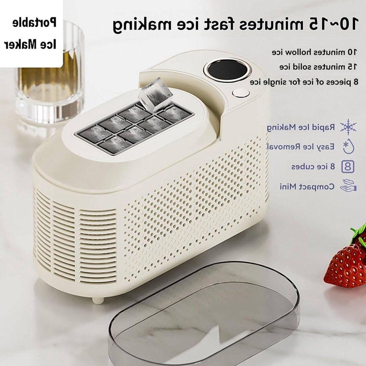 Mini IJsblokjesmachine - Aanrecht IJsmaker - Drankjes Koelen - Stille Werking - 8 Blokjes/10 Min - Paars