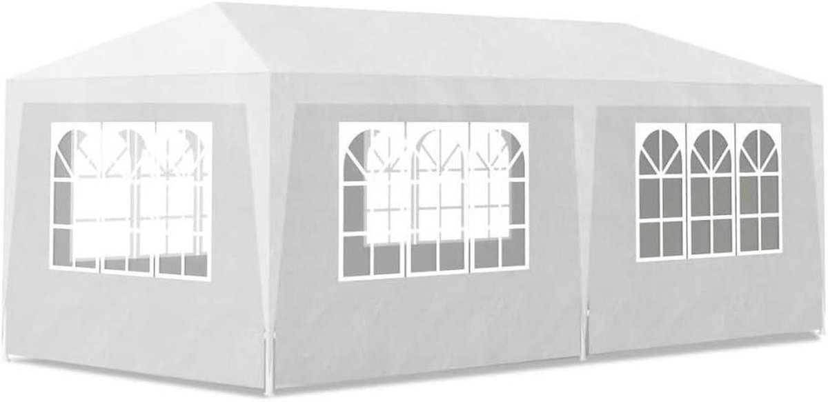 Tuinpaviljoen Vouwbaar - Partytent Feesttent - Buitenfeesten Organiseren - Waterdicht Weerbestendig - 6x3x25 Meter - Wit