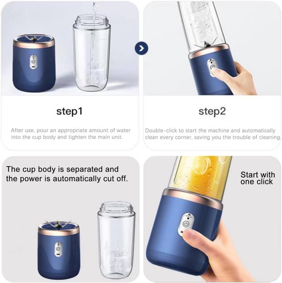 KZQ Draagbare Blender 398 Ml 40W Usb Oplaadbaar Reisblender Voor Smoothies Geschikt Voor Thuis Sport Kantoor En Kamperen van kzq — afbeelding 5