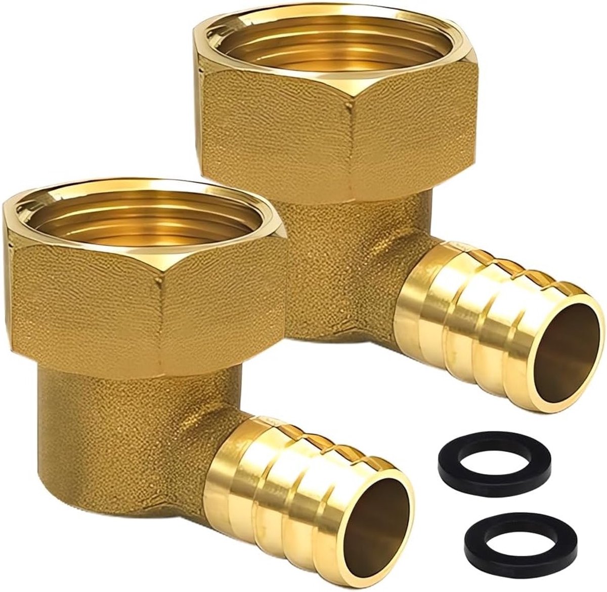 90° Messing Slangverbinder 1/2 Inch IG naar 10mm, 2 Stuks, Slangkoppeling, Hoekverbinder, Pijpverbinding, Duurzaam en Corrosiebestendig