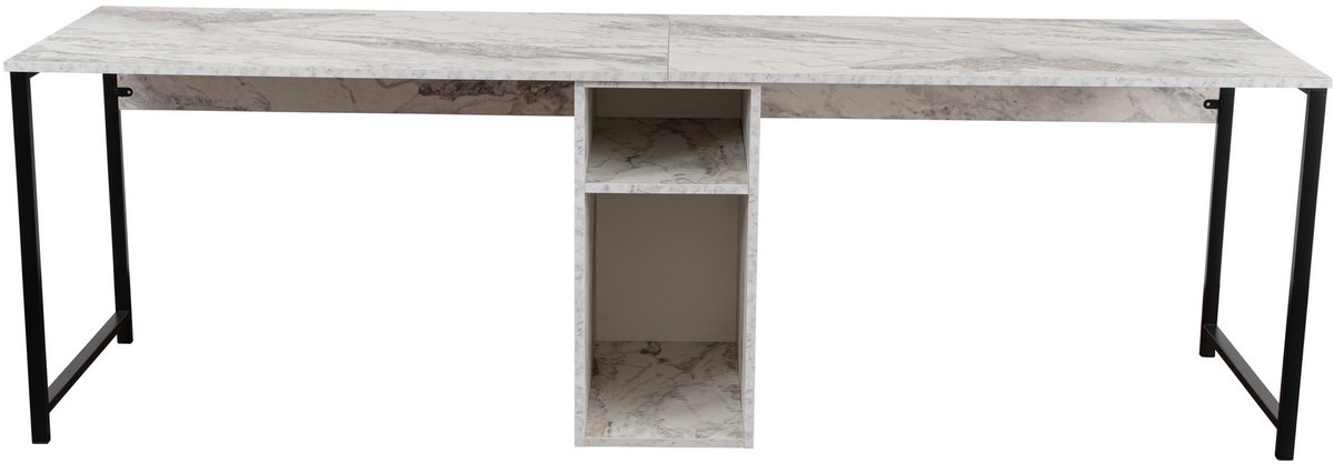 Skye Decor Twin Study Desk - Bureau - Freesia marmer/Zwart - 240 cm