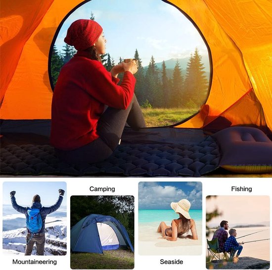 Opblaasbare Slaapmat - Kampeermat Lichtgewicht - Outdoor Reizen - Compact Opvouwbaar - 190 x 59 cm - Blauw — afbeelding 2