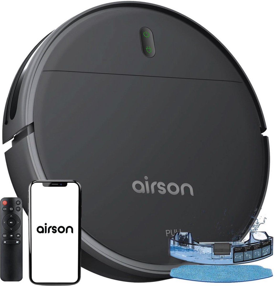 Robotstofzuiger met Dweilfunctie en Laadstation - Airson Pro Clean - Dweilrobot met App & Afstandsbediening - Geschikt voor Huisdieren en Tapijt — afbeelding 1
