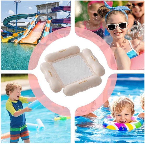 Zwemstoel Opblaasbaar - Drijvende Stoel - Water Ontspanning - Lekbestendig PVC - 110 x 100 cm - Oranje — afbeelding 4
