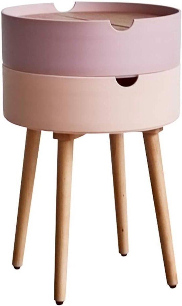 Ronde Opbergtafel - Bijzettafel Nachtkast - Opslag en Gebruik - Afneembaar Tafelblad - 40x63cm - Kleur C