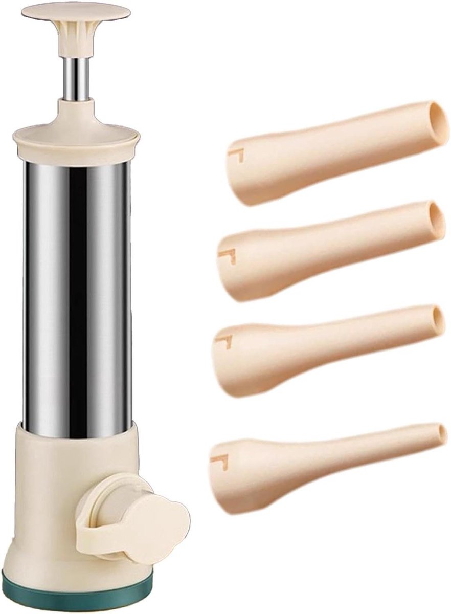 Worst Vulmachine - Vlees Vuller - Zelf Worst Maken - Roestvrij Staal - 4 Vulbuizen - Meerkleurig