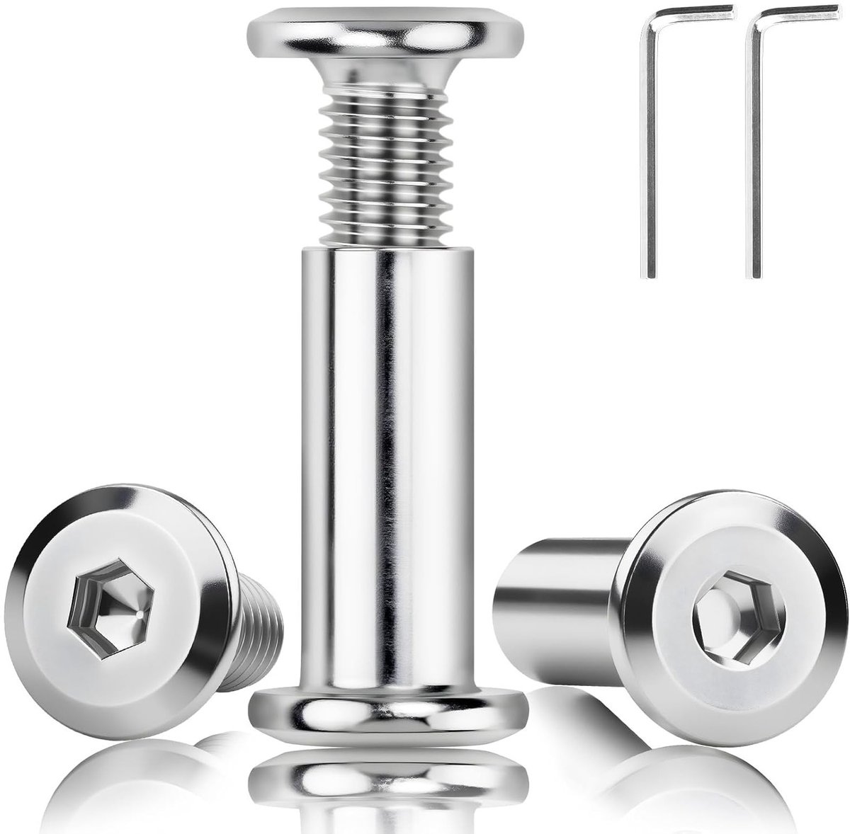 Hulsmoeren M6 - Verbindingsschroeven Hulsschroeven - Meubels Monteren - Koolstofstaal Nikkelcoating - M6 x 12 mm - Zilver
