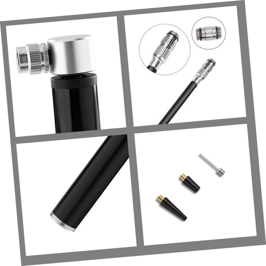 Bandenpomp Met Drukmeter - Minipomp Fiets - Banden Oppompen - Universeel Mondstuk - 19.8 x 3 x 3 cm - Zwart — afbeelding 2