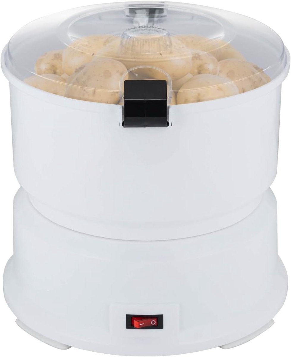 Elektrische Aardappelschilmachine - Groenteschiller Keukenmachine - Snel Groenten Schillen - Krachtige Koperen Motor - 0.8 kg Capaciteit - Wit