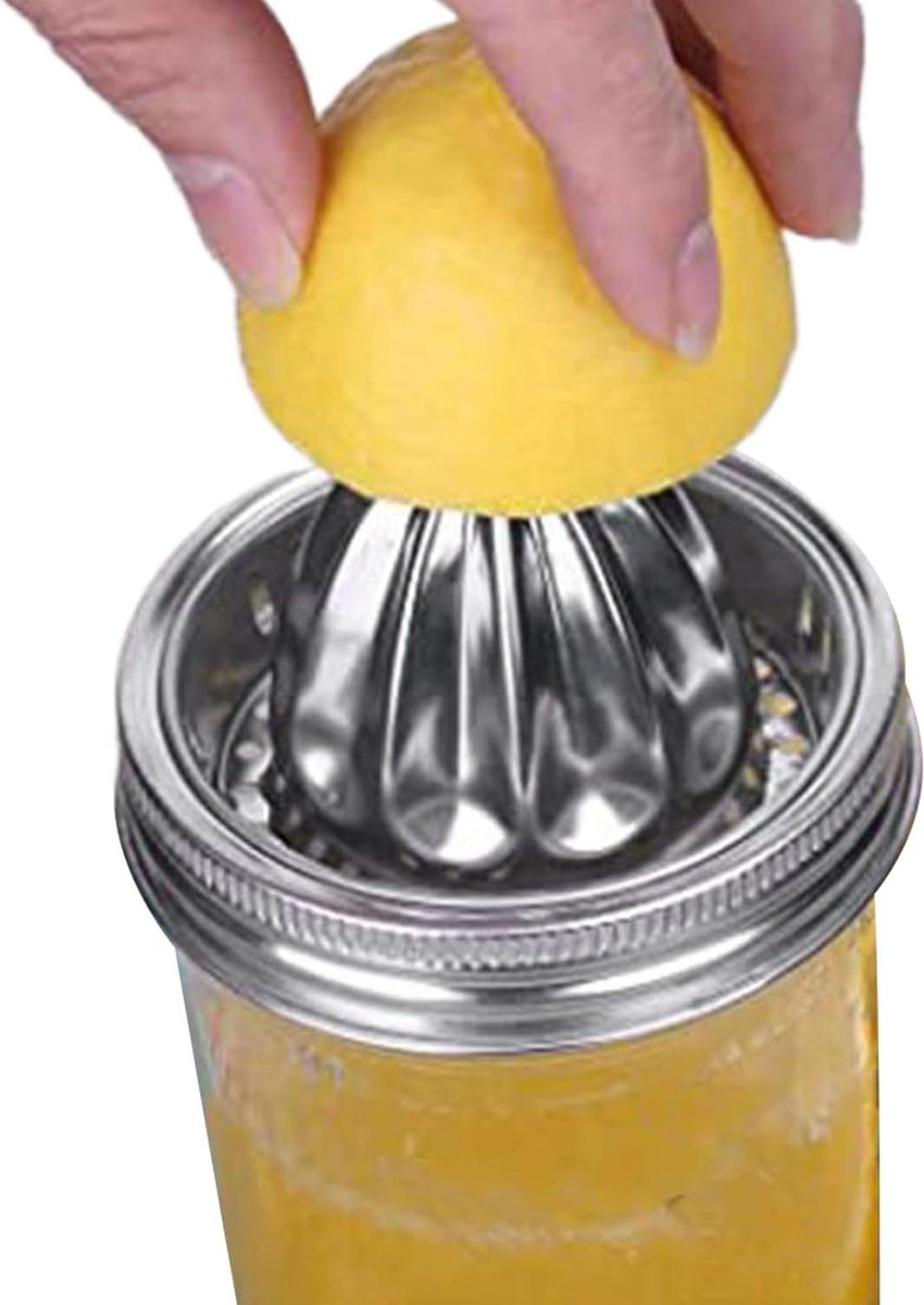 Citruspers Deksel - Sapmaker Opzetstuk - Citrus Sappen Maken - Roestvrij Staal - 2 stuks - Zilver
