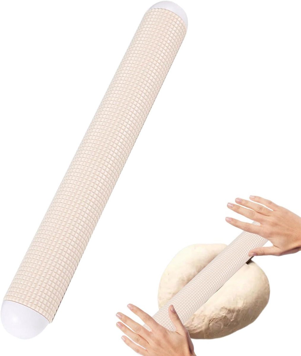 Deegroller - Bakroller Keuken - Brood en Gebak - Drijvende Komma Ontwerp - 27 cm - Beige