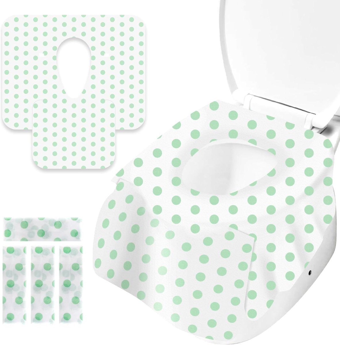 Wegwerp toiletstoelhoezen - Reis toiletzitting - Hygiënisch reizen - Dubbellaags waterdicht ontwerp - 40 stuks - Groen Wit