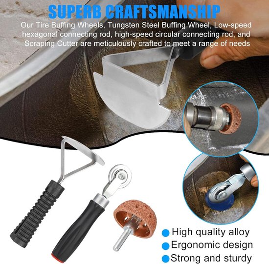 Banden Reparatie Set - Band Plak Set - Band Lek Dichten - Wolfraam Staal Wielen - 42 mm Slijpkop - Grijs — afbeelding 5