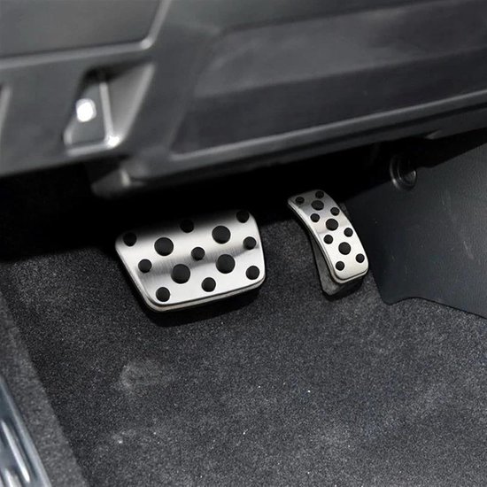 Pedaalhoezen Set - Auto Pedaal Covers - Verbeterde Grip - Roestvrij Staal Rubber - 2 Stuks - Zilver Zwart — afbeelding 2