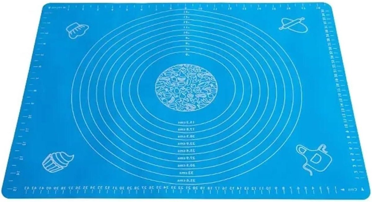 Siliconen Bakmat - Kneedmat Deegmat - Deeg Bereiden - Antiaanbak Werkruimte - 40 x 30 cm - Blauw