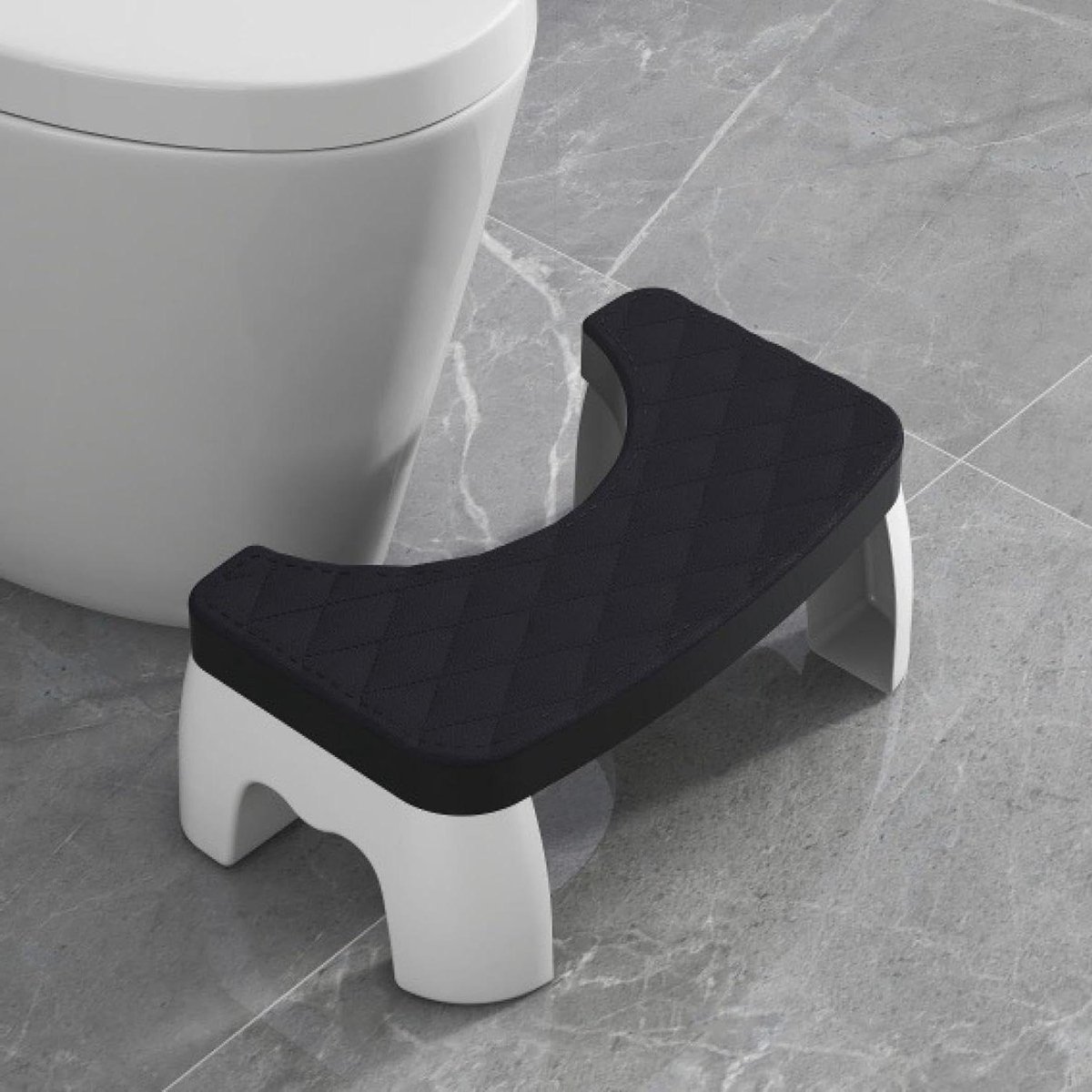 Toilet Hurk Kruk - Wc Stoel Kruk - Comfortabel Toiletteren - Boogontwerp - 42 x 25 x 17 cm - Zwart