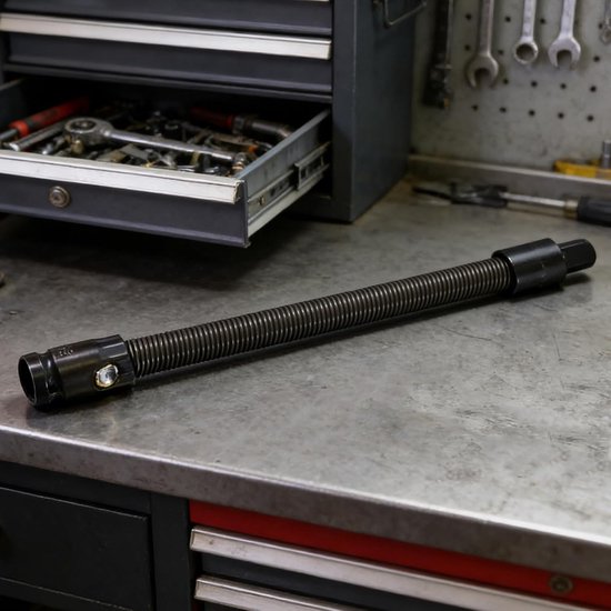 Flexibele asverlengstang - Verlengstuk Ratel - Krappe Ruimtes Bereiken - Veerondersteunde Flexibiliteit - 1/2 Inch - Metaal — afbeelding 2