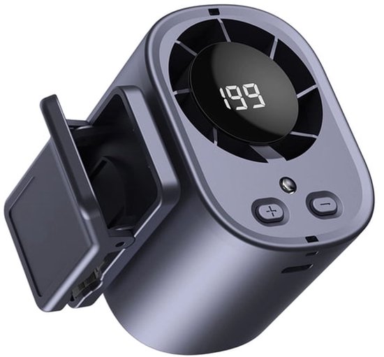 Autoventilator clip draagbaar USB oplaadbaar 360° draaibaar LED-display 100 snelheden persoonlijke ventilator grijs
