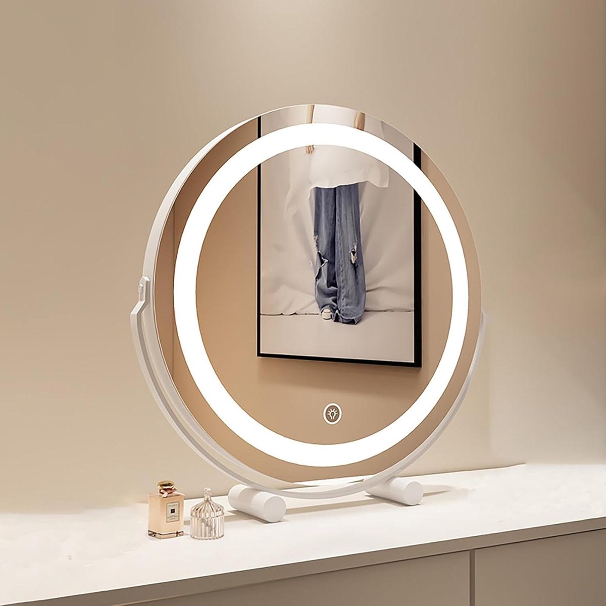 Verlichte Make-up Spiegel - Kaptafel Spiegel - Nauwkeurige Make-up - Smart LED Technologie - 30 cm Diameter - Wit