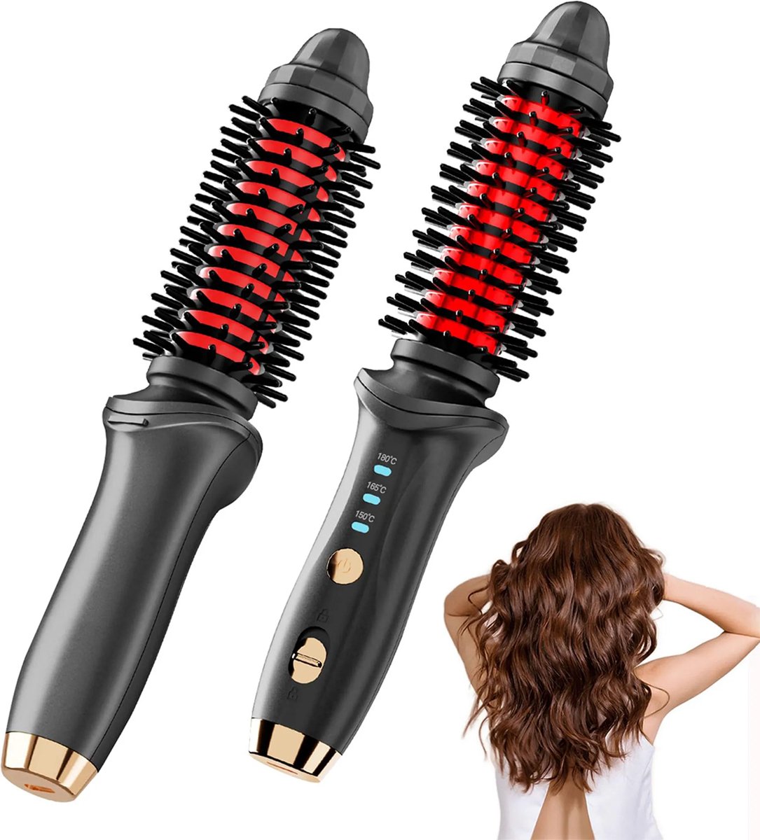 Draadloze krultang – Oplaadbaar, 3 temperatuurstanden, heteluchtborstel, USB-C oplaadpoort – Zwart