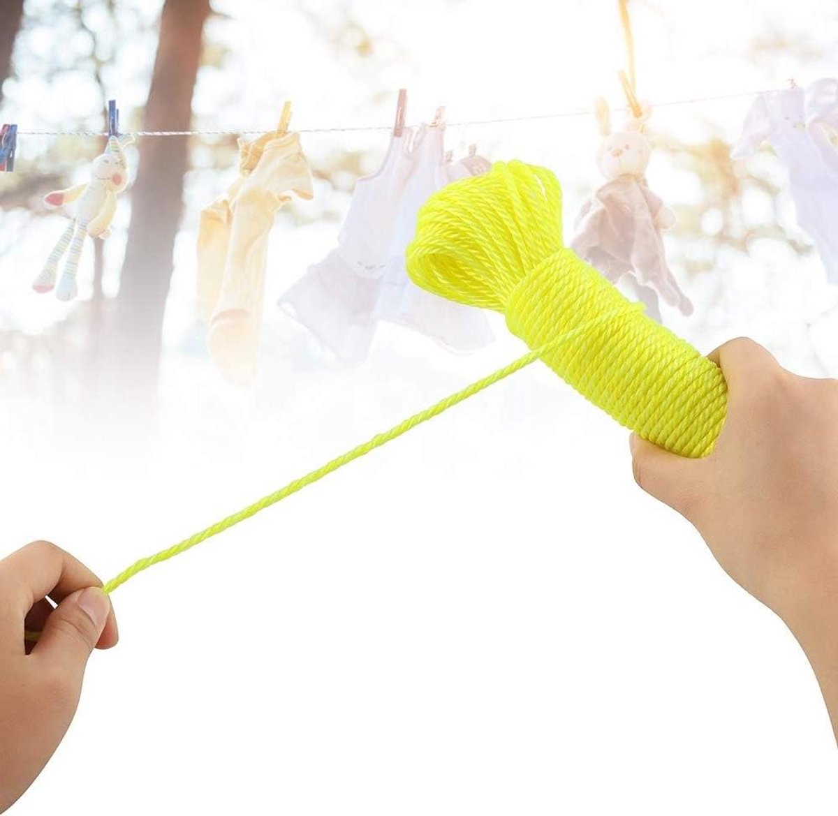Nylon Waslijn - Touw Buiten - Kleding Drogen - Snijdbaar Lengte - 20 Meter - Fluorescerend Geel