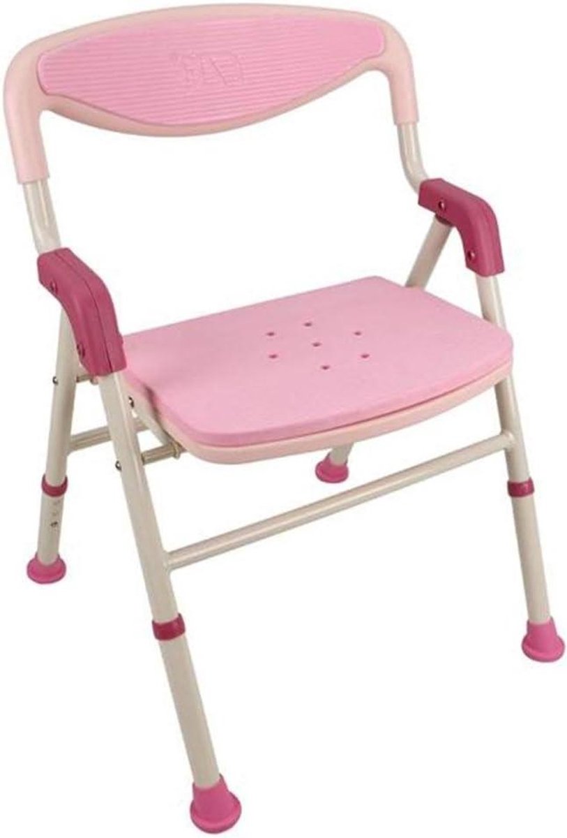Badzitje met rugleuning - Douchestoel Kruk - Veilig Douchen - Opklapbaar Ontwerp - 53 x 55 x 79 cm - Roze