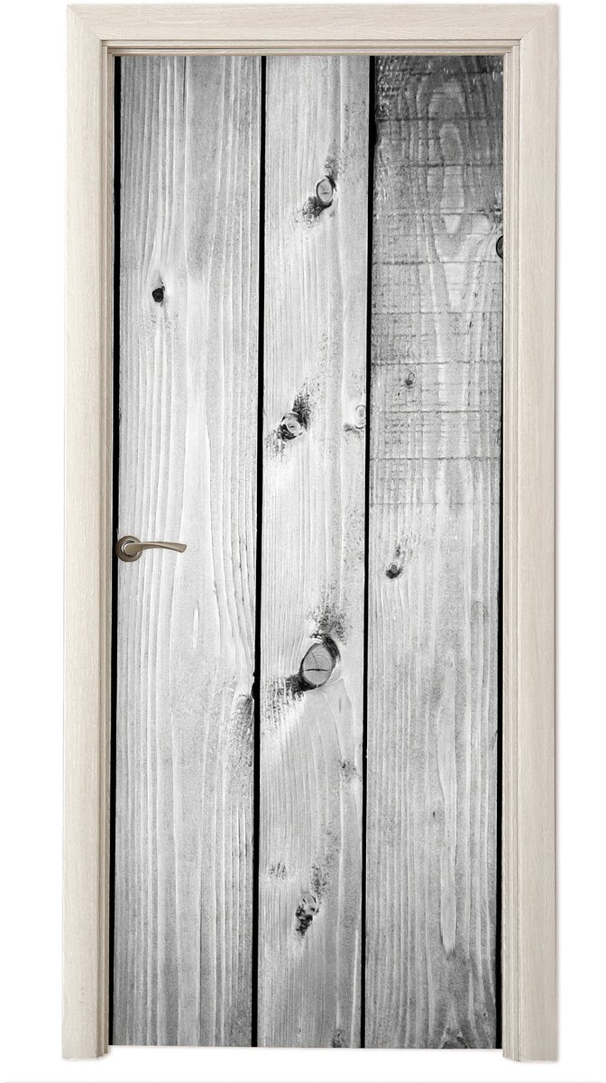 Deurposter 85x205 cm - Deursticker Wit - Planken - Hout - Vloer - Meubelfolie zelfklevend 