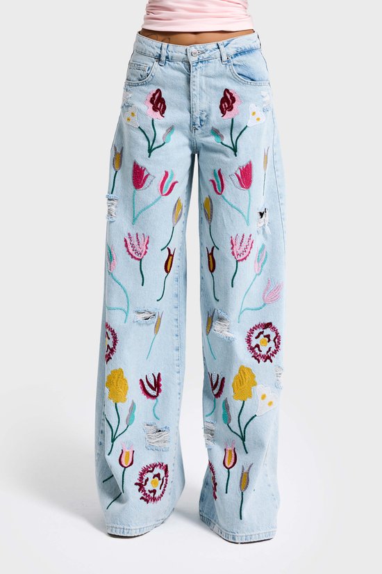 It's Basic - EMBROIDERY PALAZZO MID RISE JEANS
