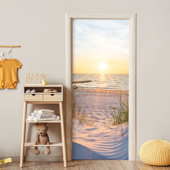 Sticker pour porte Plage - Soleil - Dune - Herbe - Sable - Horizon - 75x205 cm - Door Poster