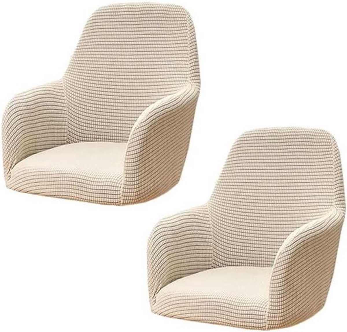 Eetkamerstoel Hoezen - Stoelhoes Set - Meubels Beschermen - Geruit Jacquard Stof - Met Armleuningen - C
