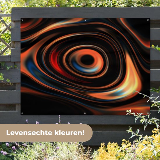 Gouttes d'huile Oranje en forme circulaire affiche de jardin toile en vrac 160x120 cm - Toile de jardin / Toile d'extérieur / Peintures d'extérieur (décoration de jardin) XXL / Groot format!