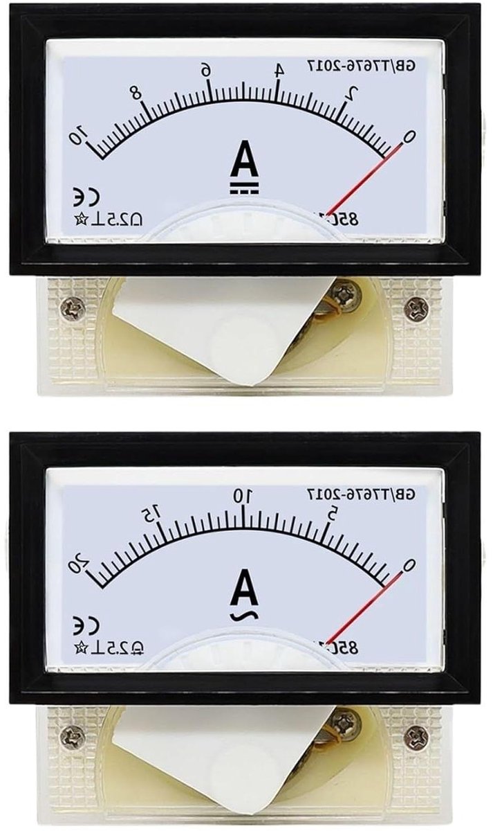 Analoge Ampèremeter - Stroommeter Paneel - Stroom Meten - Directe Aansluiting - 0-50 A - Wit