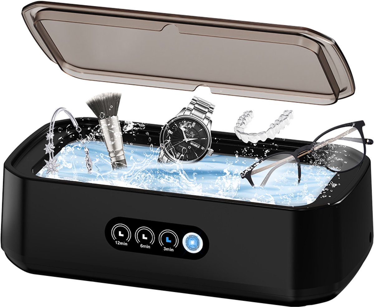 GoGoldPro Ultrasoon Reiniger 650ML - Professionele Sieraden & Bril Reiniger - 40kHz Diepte Reiniging - Voor Brillen, Sieraden, Horloges & Gebitsprotheses - Zwart